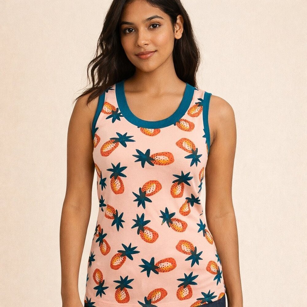 Hanna Andersson Pineapple Tank Small Organic Cotton Pajama Top Sleepwear